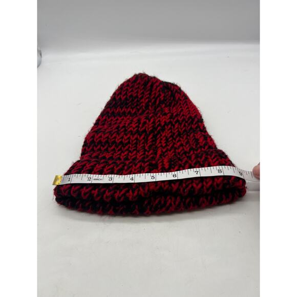 Unisex Black and Red Mottled knit cap hat ski hat boho X-small - Picture 7 of 9